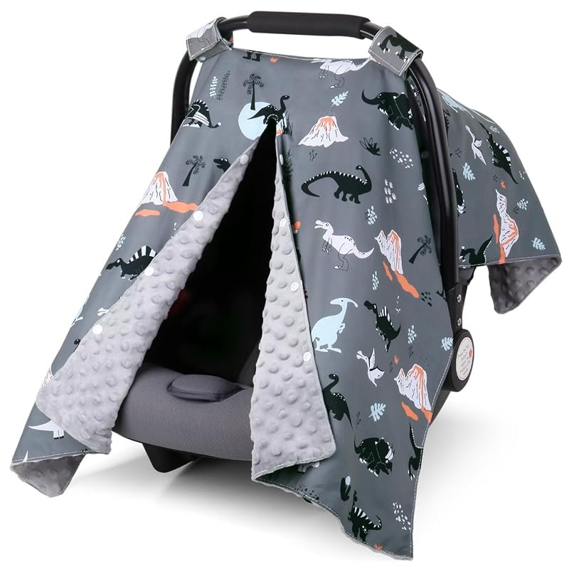 Minky Infant Car Seat Cover with a Peekaboo Opening for Carriers and S