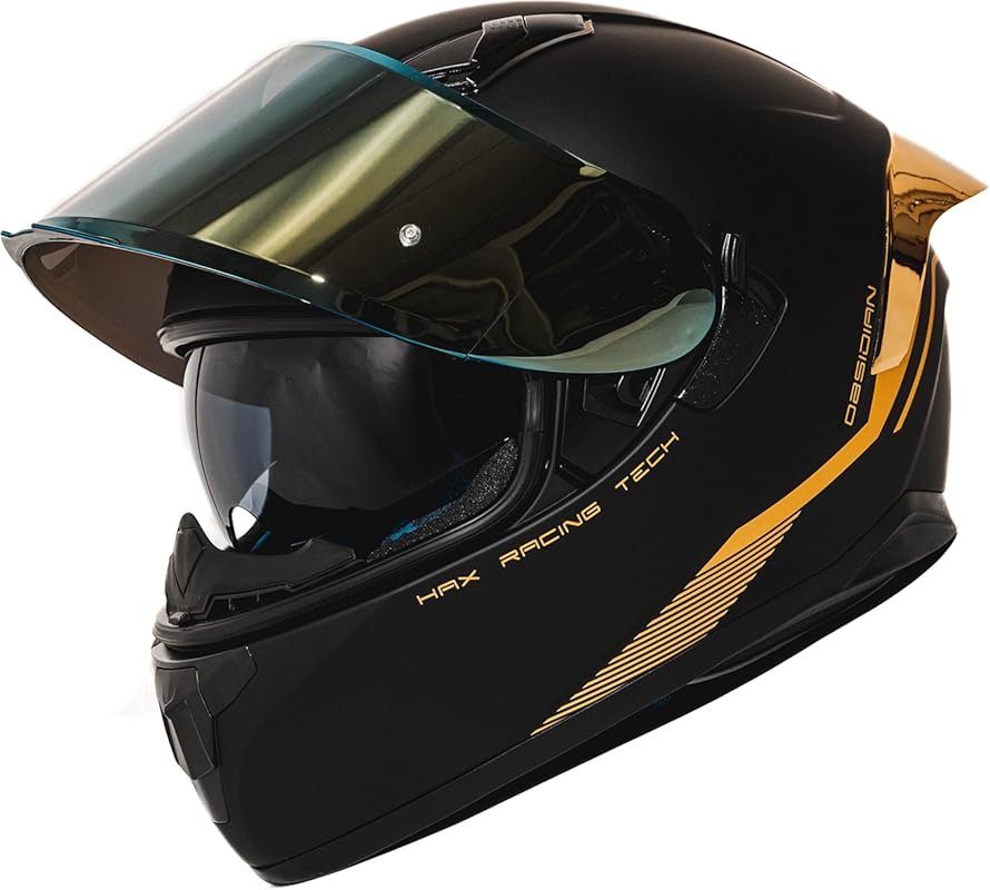 HAX Obsidian Full Face Motorcycle Helmet with Dual Visor and Pinlock R