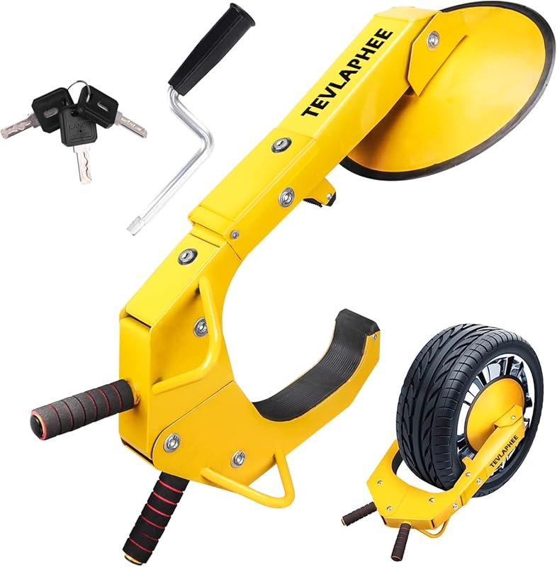 Tevlaphee Wheel Boot Lock with Adjustable Dual Lock for Cars, Trucks, 