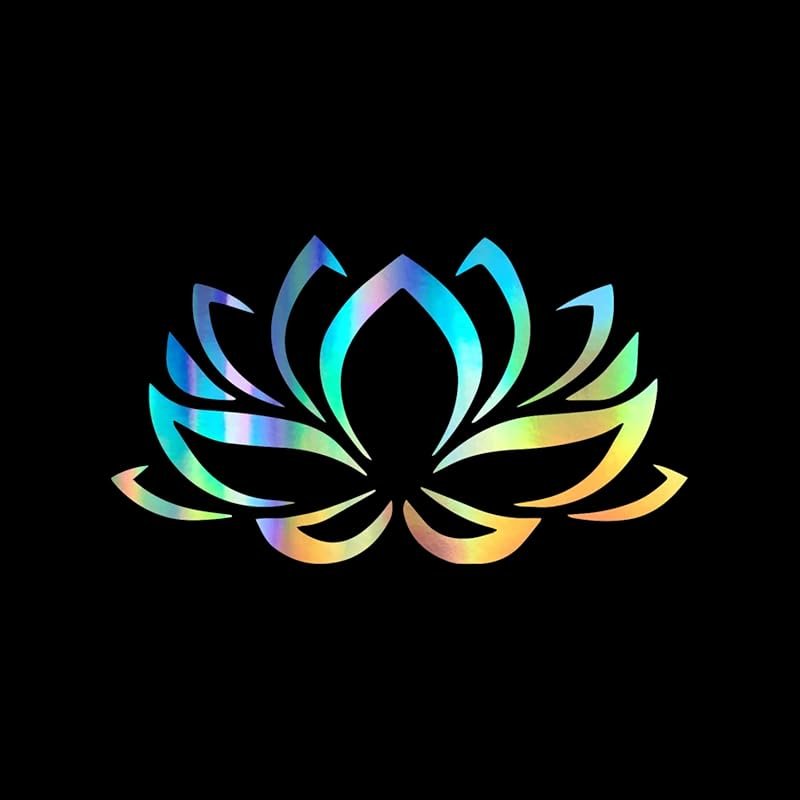 Lotus Flower Pink Holographic Vinyl Decal for Car Windows in 4.75 Inch