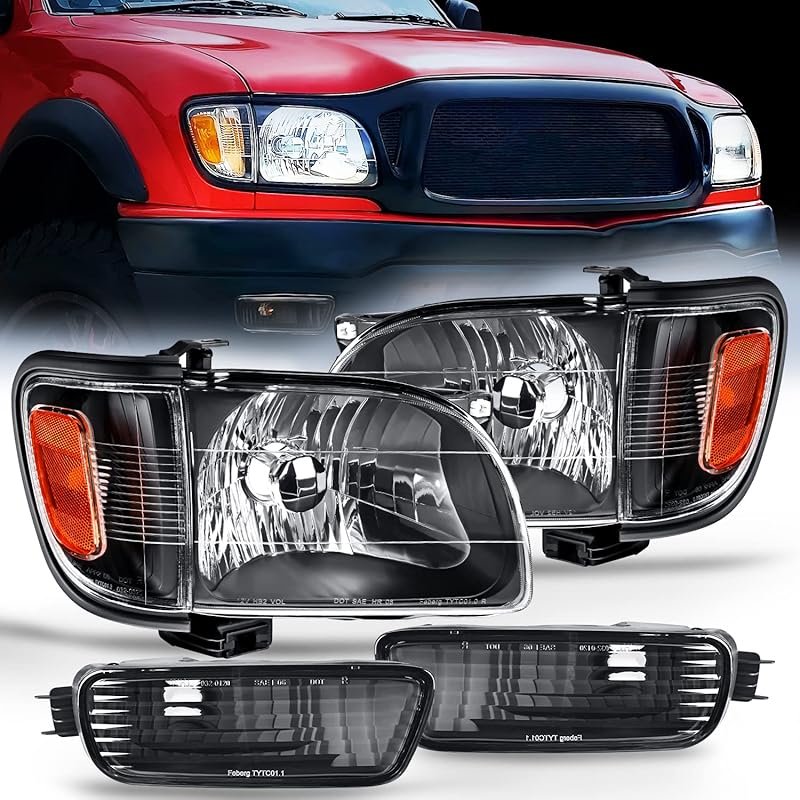 Replacement headlights for 2001-2004 Toyota Tacoma with black housing 