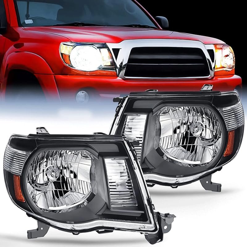 Replacement headlights for 2005-2011 Toyota Tacoma with black housing 