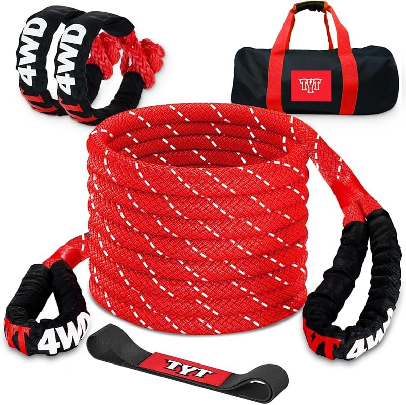 TYT 1 by 30 Foot Kinetic Recovery Rope for Truck with 48,000 Pound Cap