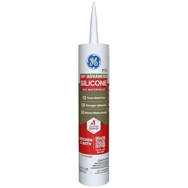 GE Advanced Silicone Caulk for Exterior Use, 10-Ounce White Waterproof