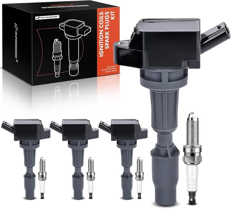 Set of 4 Ignition Coils and Iridium Spark Plugs for Hyundai Santa Fe S