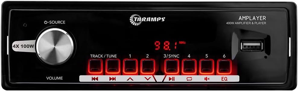 Taramp's Amplayer 400 Single-DIN Car Stereo with 400W RMS, Bluetooth,