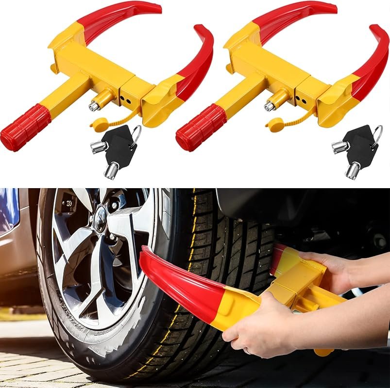 2-Piece Heavy Duty Universal Wheel Lock - Anti-Theft Tire Clamp for Ca