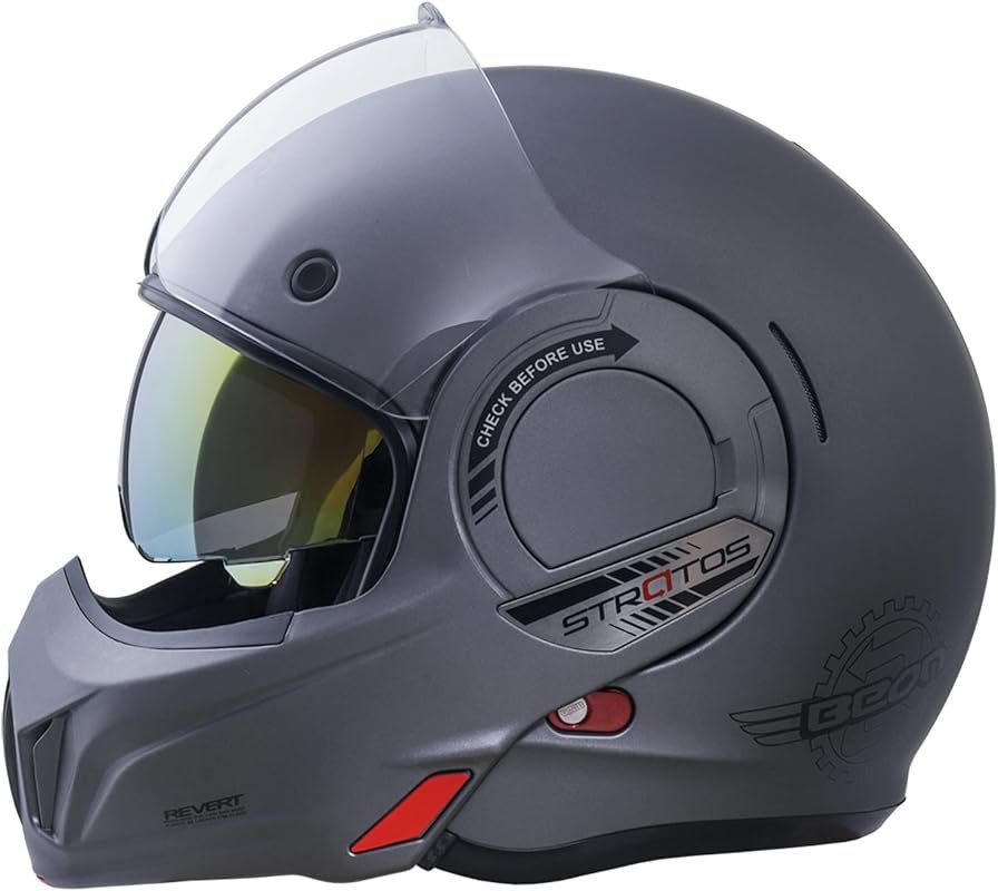 Full Face Modular Motorcycle Helmet with Reversible Chin Guard and Anti-Fog Dual Visors