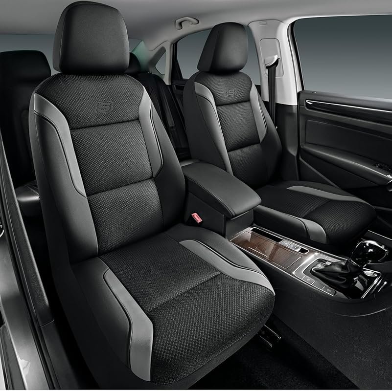 Skechers Memory Foam Air Cool Mesh Seat Covers, Gray, Front Car Seat P
