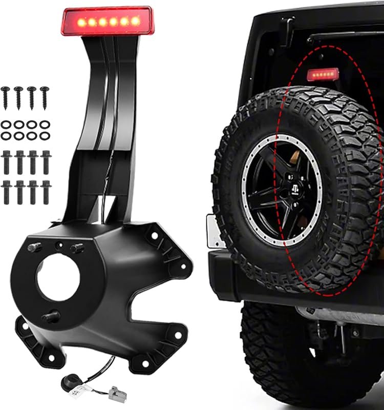Spare Tire Mounting Bracket with Third Brake Light for Jeep Wrangler J