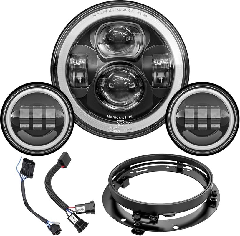 DOT compliant 7-inch LED headlight and fog lamp kit for Harley touring