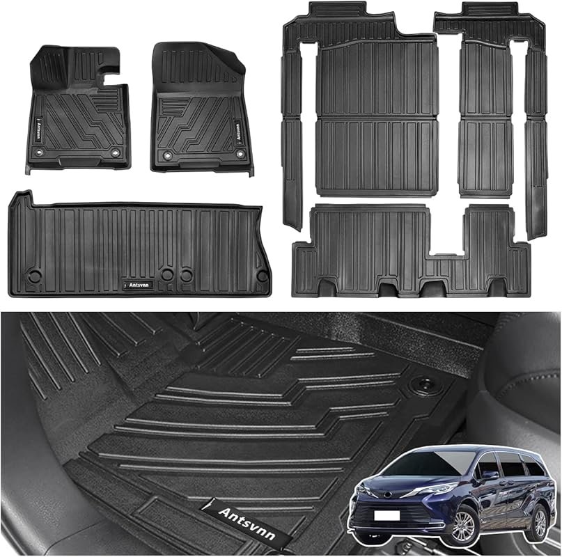 All-Weather TPE Floor Mats and Cargo Liner for Toyota Sienna 2021–2026