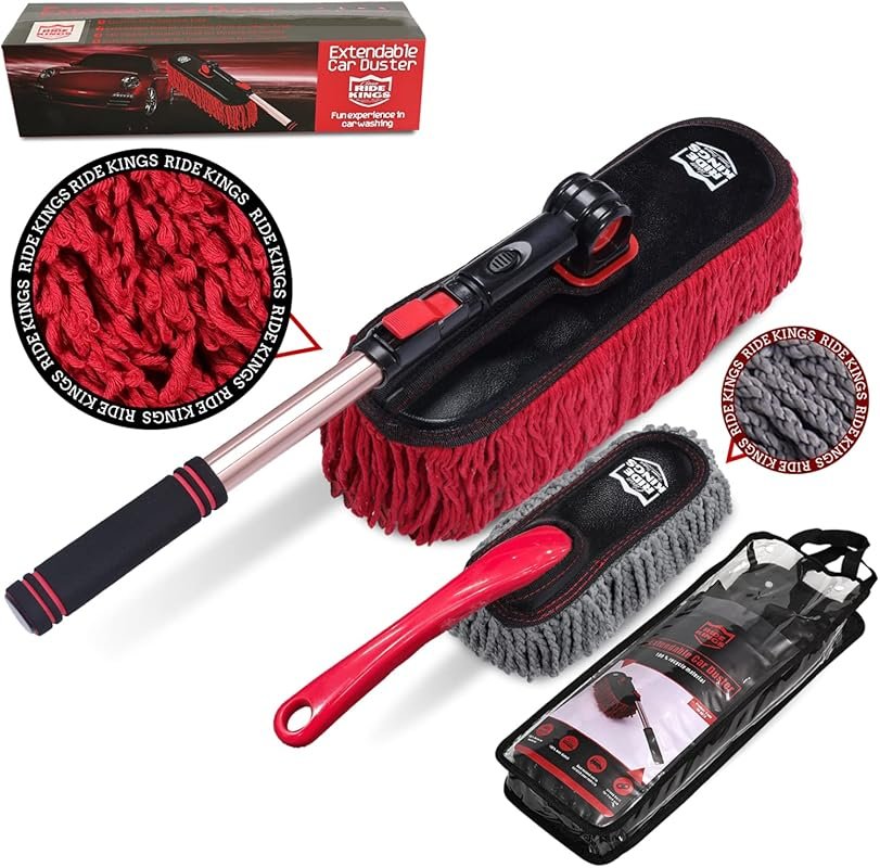 Exterior Car Duster Kit with Extendable Handle and Wax Cotton Fabric f