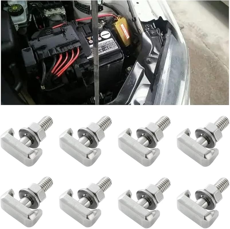 AUCELI 8 Pcs Battery Terminal T-Bolt Kit, Stainless Steel M6 Battery C