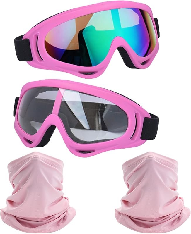 Motorcycle Goggles 2-Pack with Neck Bandana – Dirt Bike ATV Motocross 