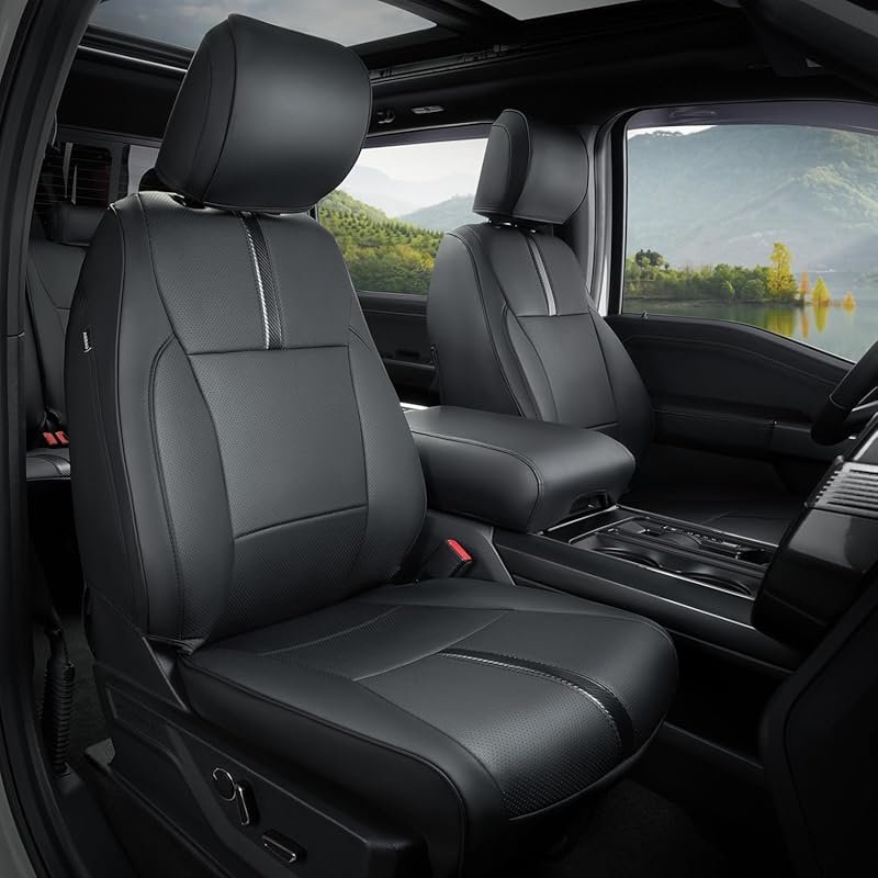 Leather Waterproof Black Full Seat Covers for Ford F150 2015-2026 Supe