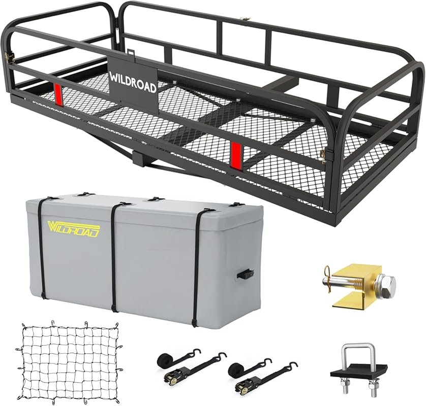 Wildroad 500 LBS Heavy Duty Hitch Cargo Carrier Set with Waterproof Ba