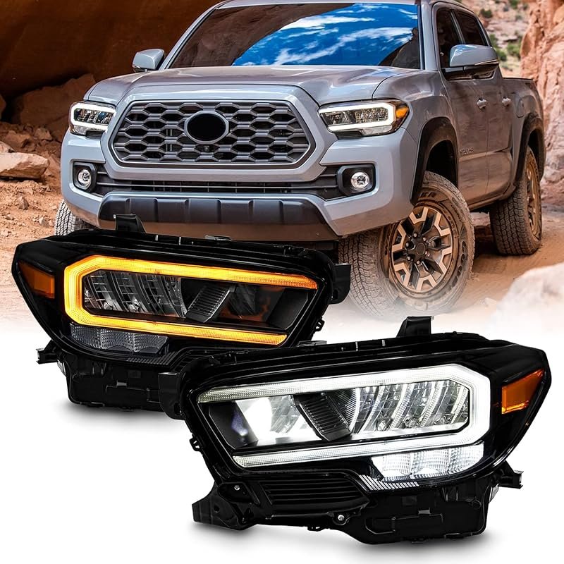 Full LED Projector Headlights for 2016-2022 Toyota Tacoma with DRL and
