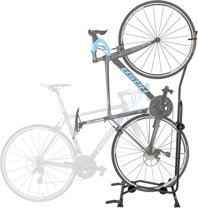 Upright Floor Bike Stand for Vertical and Horizontal Storage of Bicycl
