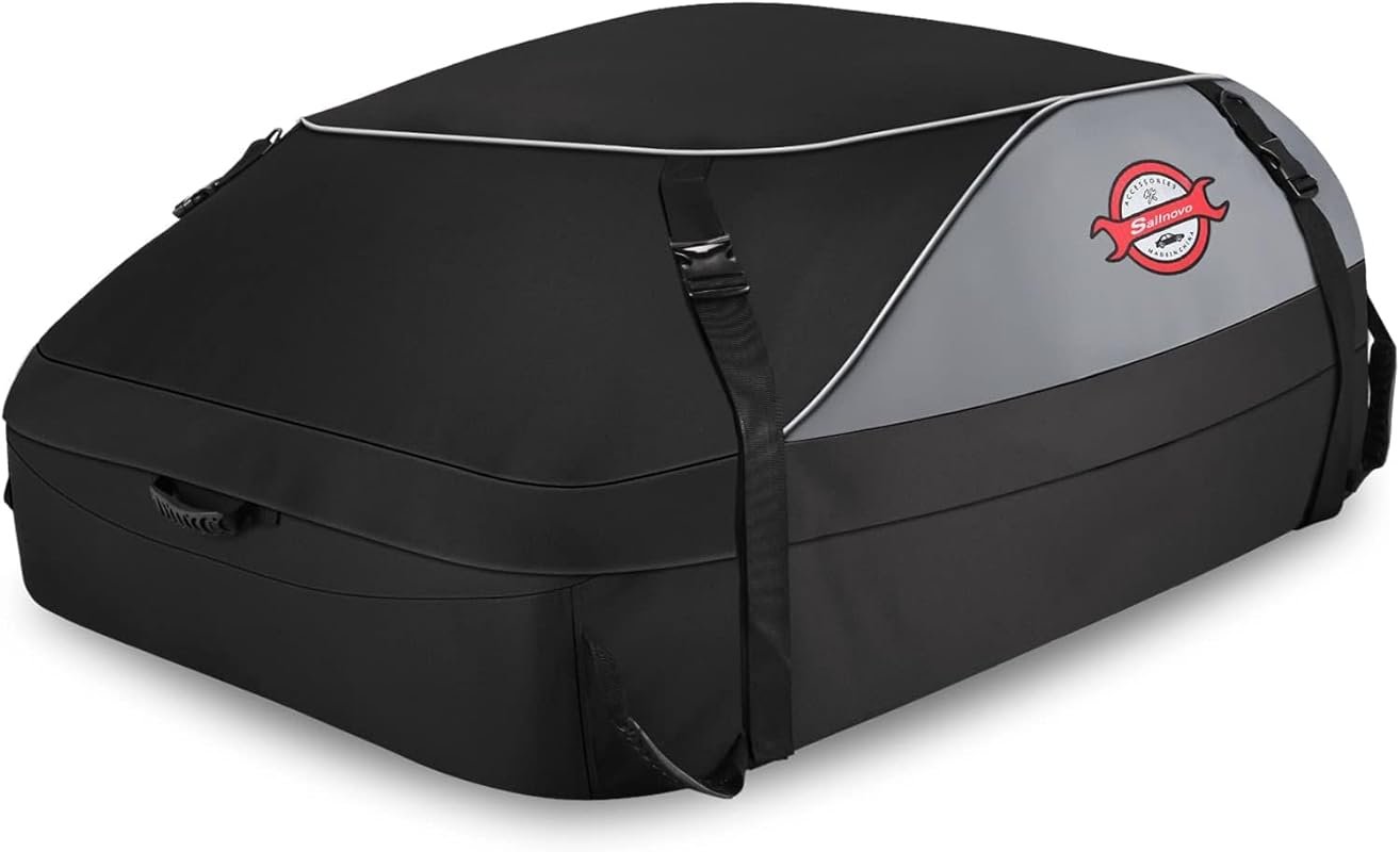 Sailnovo 15 cubic feet waterproof roof cargo carrier bag fits vehicles