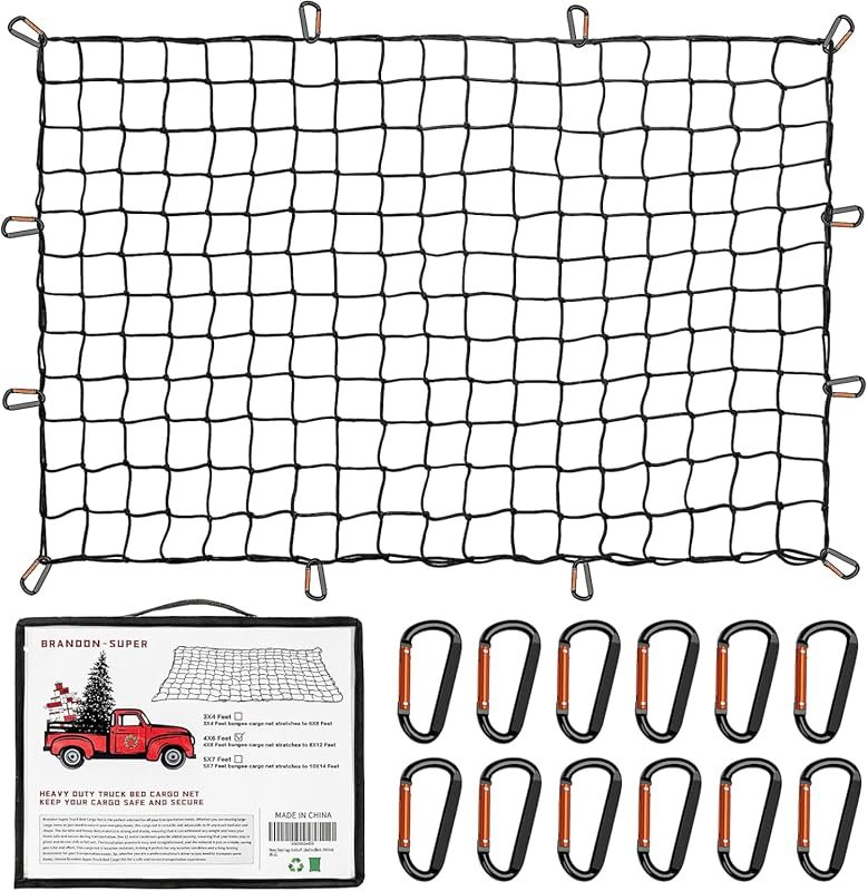 Heavy Duty Cargo Net for Pickup Truck Bed, 5x7 Foot Stretches to 15x21