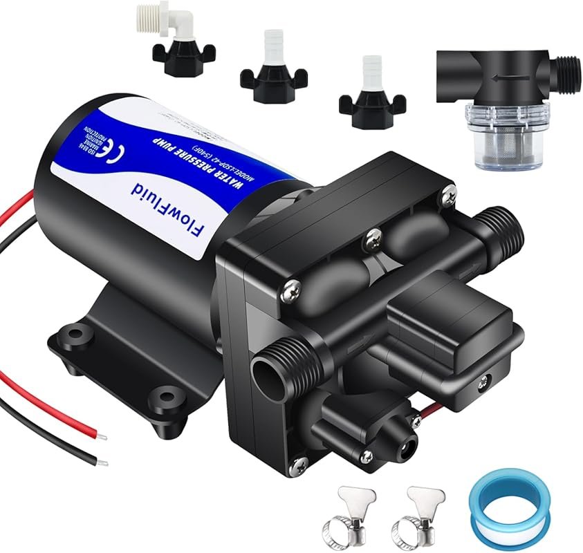 Nilight 12V RV Water Pump 7GPM 70PSI Quiet Self-Priming Diaphragm Pump