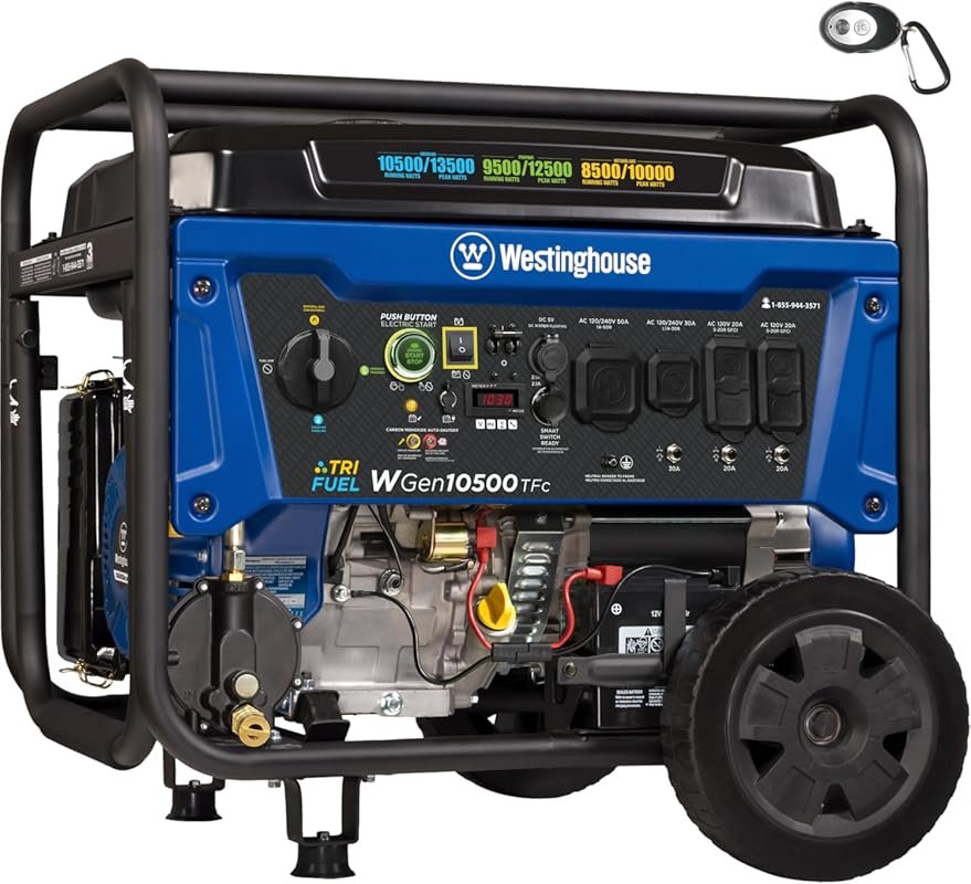 Westinghouse 13500 Peak Watt Tri-Fuel Portable Generator with Remote E