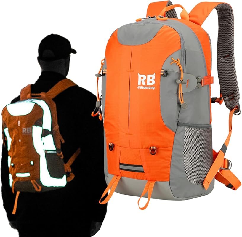 Reflective Motorcycle Backpack – Hi Viz EDC Commuter Bag for Riders, N