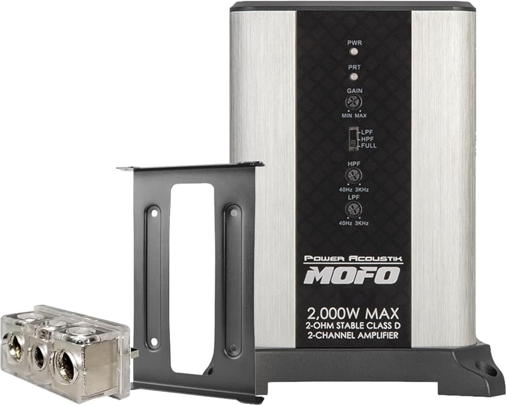 Power Acoustik Class D 2-Channel Subwoofer Amplifier with 2000W, Varia