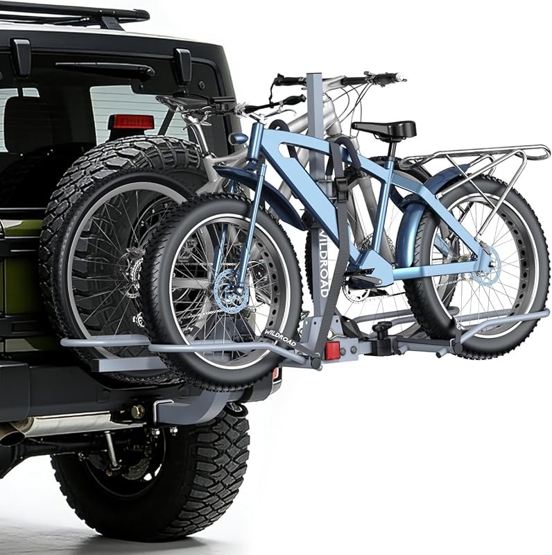 WILDROAD 2-Bike Hitch Rack with Wobble-Free Tilting and Foldable Desig