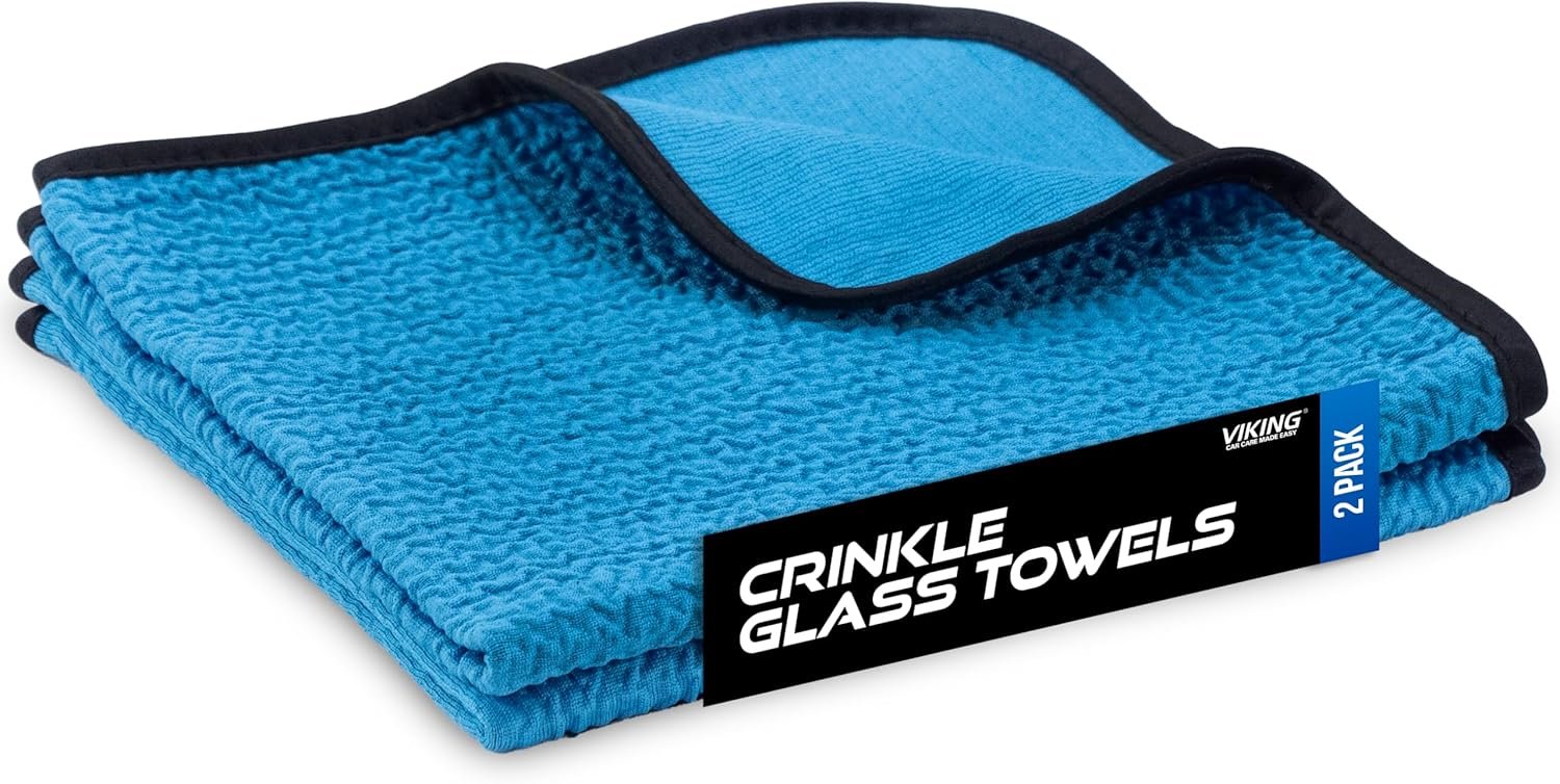 VIKING Glass Microfiber Cleaning Cloth for Car and Home 2 Pack Blue 16