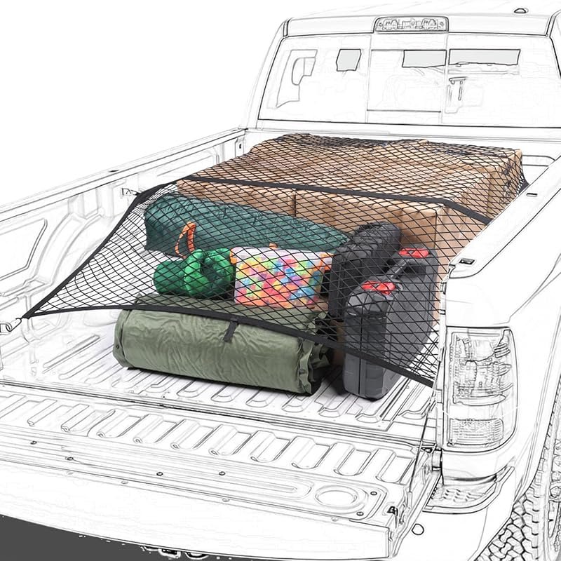 Highly Elastic 4x7 Truck Bed Cargo Net for Securing Daily Light Loads