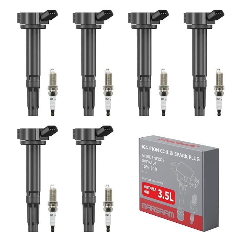 Marsram UF487 Ignition Coil & Double Iridium Spark Plugs for Lexus ES3