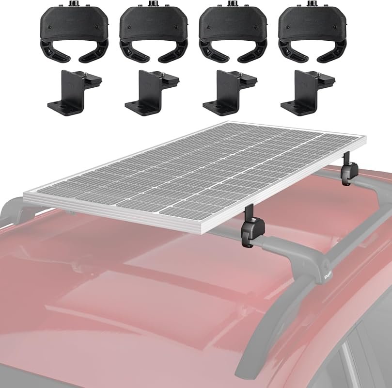 BougeRV Solar Panel Crab Mounting Kit for Cars with Cross Bars, Roof R