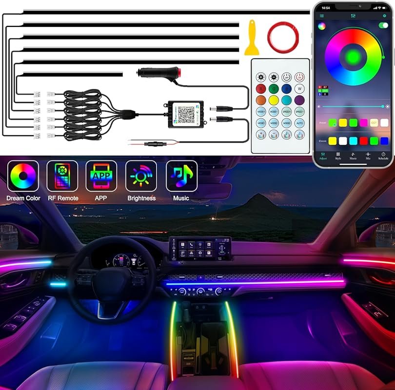 Best Interior Car Color LED Strip Lights with Dynamic Chasing Effects