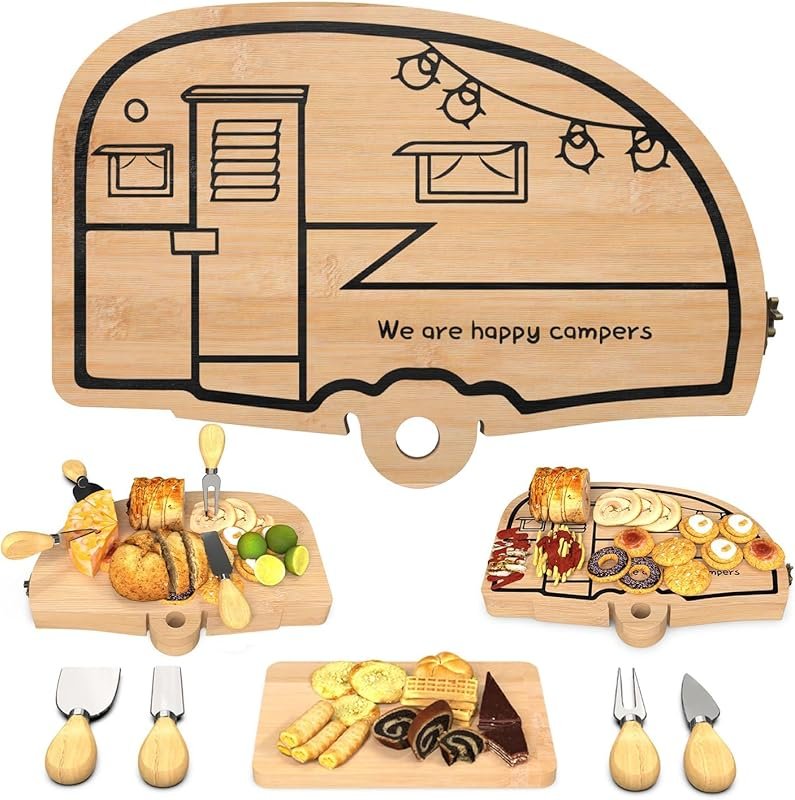 Foldable Bamboo Charcuterie Board Set for Cheese and Snacks, an Ideal 