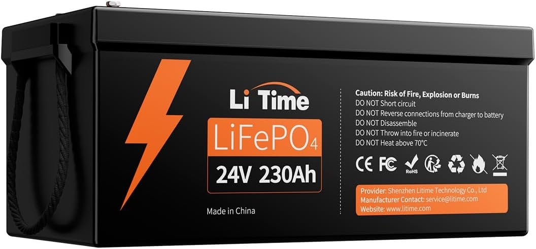 Litime 24V 230Ah LiFePO4 Lithium Battery, Group 8D, 4000+ Deep Cycle, 
