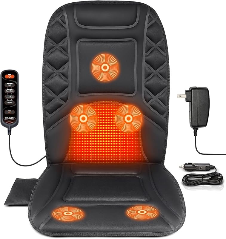 Heated Seat Cover Cushion with 5 Vibrating Massage Nodes for Back Pain