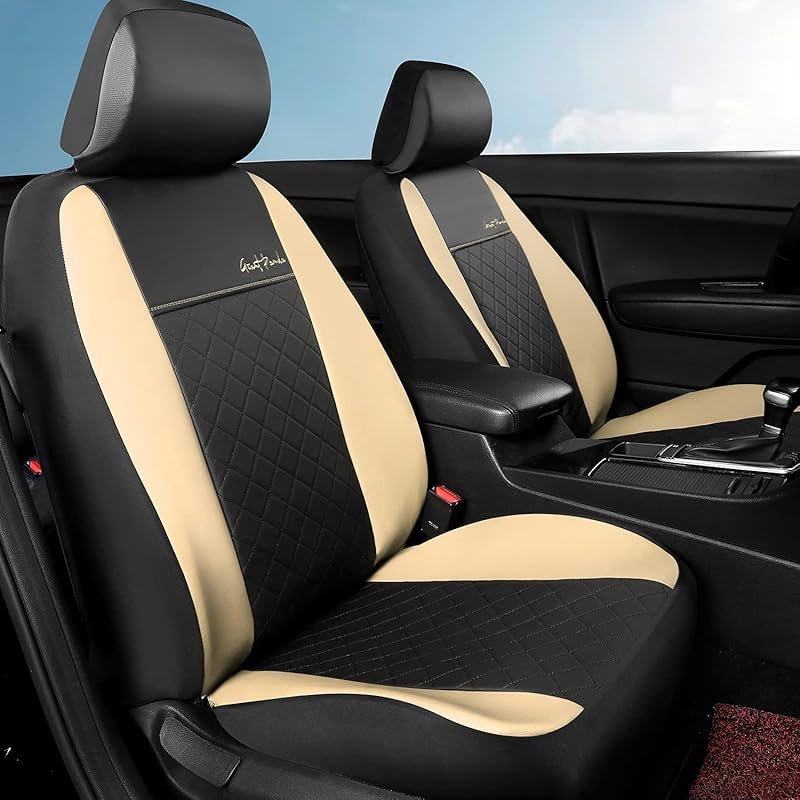GIANT PANDA Front Car Seat Cover Custom Fit Toyota, Faux Leather Bucke
