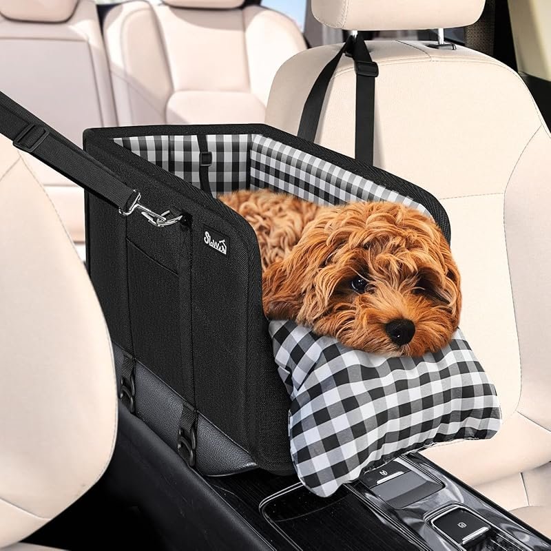SlowTon Console Dog Car Seat - Portable Dogs Armrest Booster Seat for 