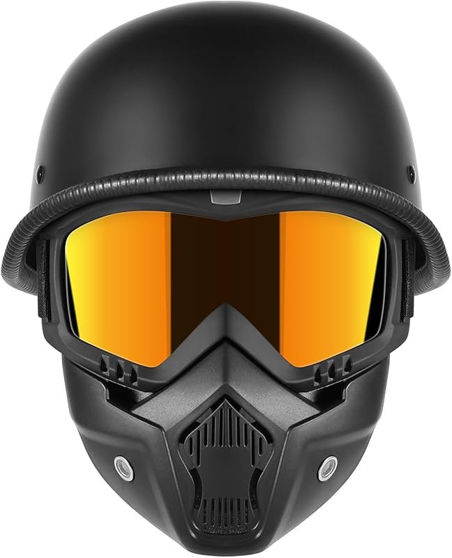 Motorcycle Half Helmets with Face Shield, German Style Motorcycle Helm