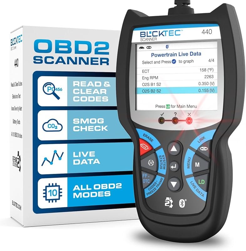 BLCKTEC 440 Bluetooth OBD2 Scanner for Toyota with Live Data, Battery