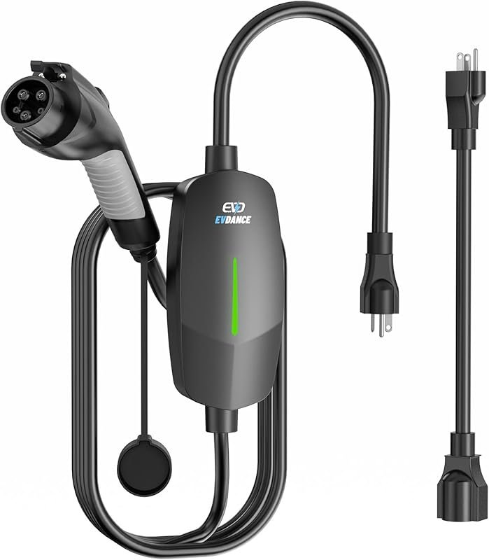 Dual Level 1&2 EV Charger with 25ft Cable for J1772 Electric Vehicles