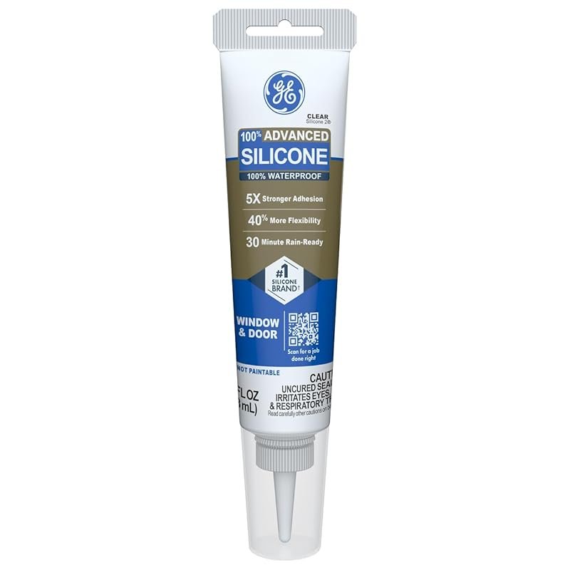 GE advanced silicone caulk for camper windows and doors, clear waterpr