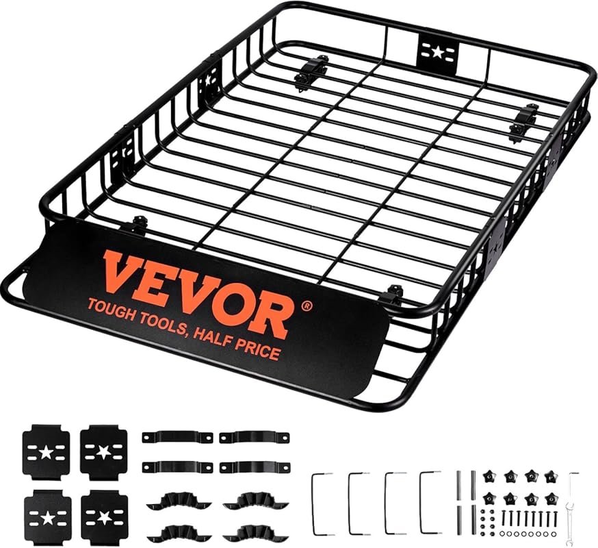 VEVOR Heavy-Duty Steel Roof Rack Basket with 64-Inch Length and 200-Po