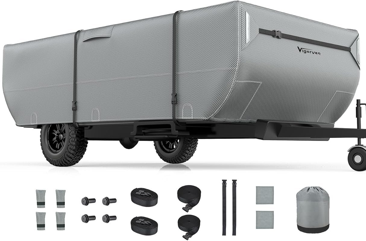 Upgraded 7-Layer Anti-UV Waterproof Folding Camper Cover for 8'-10' Tr