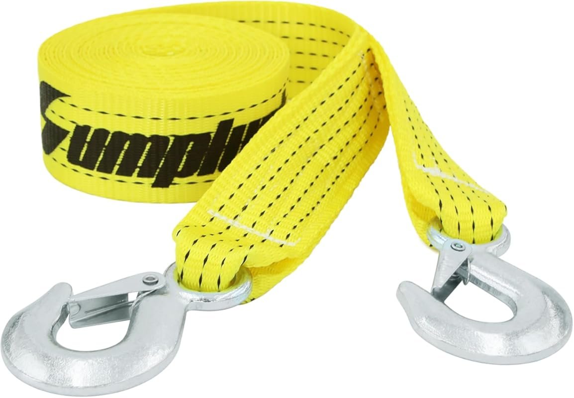 ATV Tow Strap with Hooks: 2-Inch by 20-Foot, 15,000 lb Capacity for Tr