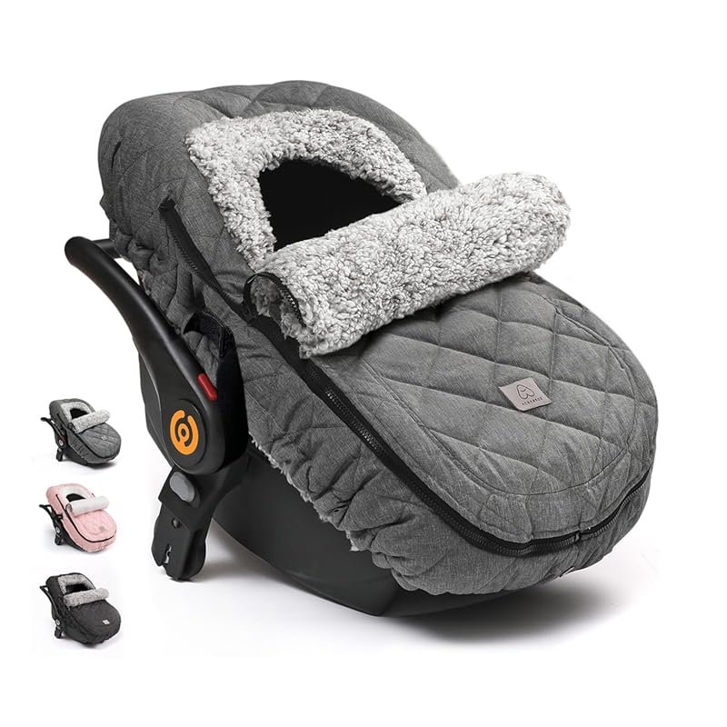 Winter Infant Car Seat Cover with a Zipper Window in Warm, Waterproof 