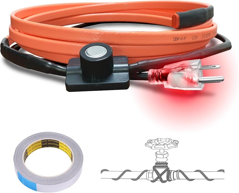Cupohus Heat Tape for Water Pipes with Thermostat: 3-Foot Self-Regulat