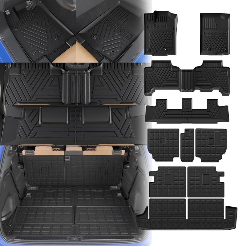 Floor Mats and Cargo Liner for Toyota 4Runner: Compatible with 7-Seat 